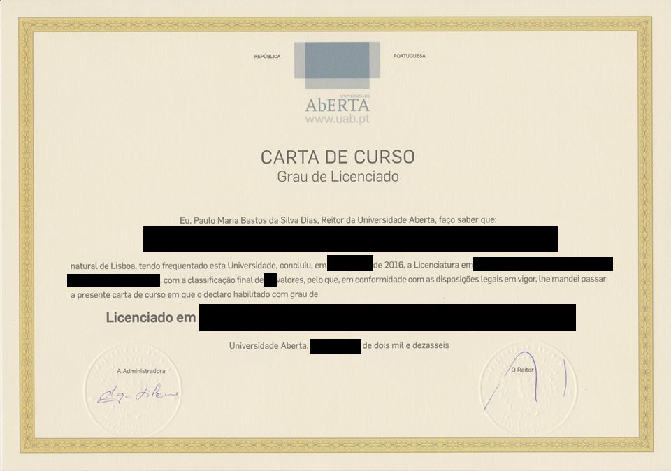CARTA DE CURSO - Grau de Licenciado - Universidade Aberta (UAb)
